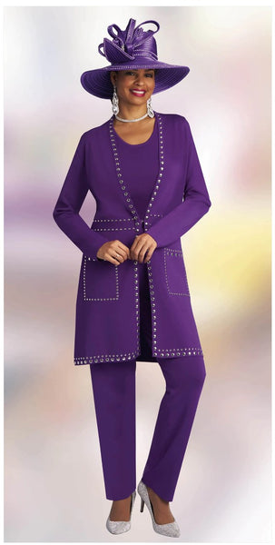 Lily and Taylor 783 3 Piece Fine Knit Suit with Studs From the fine knit fabric to the embellished studs,