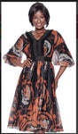 Terramina Collection 7144 1PC Printed Dress With Lantern Sleeves