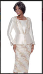 Terramina Church Suit 7150 3PC Jacket/Cami/Skirt Long Sleeve With Lace
