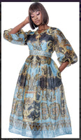 Terramina Collections 7156 1PC Dress With 3/4 Gathered Sleeves Any Occasion Dress