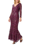Adrianna Papell AP1E209103 V-Neck Long Sleeve Bodycon Sequined Mesh Knit Dress