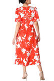 Julia Jordan Dresses JJ38363  Floral Balloon Sleeve Midi Dress