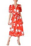 Julia Jordan Dresses JJ38363  Floral Balloon Sleeve Midi Dress