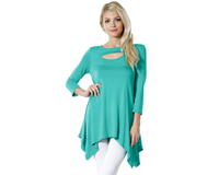 Women's Sexy Peep Front Long Sleeve Blouse Made in USA - Jazmine & Yazmine Designer Boutique