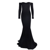 Plain Black Off Shoulder Gown - Jazmine & Yazmine Designer Boutique