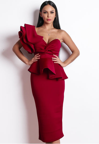 Red Ankle Length Cocktail Dress - Jazmine & Yazmine Designer Boutique