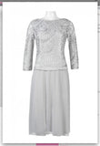 Alex Evenings 217197 Boat Neck Long Sleeve Embroidered Dress