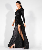 One Shoulder Velvet Dress - Jazmine & Yazmine Designer Boutique