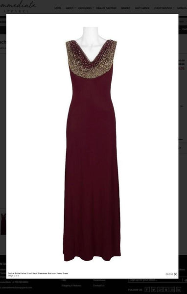 Cachet 56736Q Embellished Cowl Neck Sleeveless Bodycon Jersey Dress