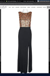 Cachet 59644 Boat Neck Sleeveless Sequin Bodice Cowlback Jersey Dress