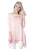 Women's Sexy Peep Front Long Sleeve Blouse Made in USA - Jazmine & Yazmine Designer Boutique