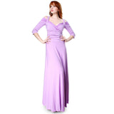 Evanese Women's Elegant Slip On Long Formal Evening Dress with 3/4 Sleeves - Jazmine & Yazmine Designer Boutique