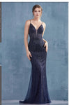 Andrea & Leo Couture A0913 Mara Gown Fully Caviar Beaded V-Neckline