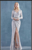 Andrea & Leo Couture A0938 Lydia Gown Long Sleeved Ruched Sequined Sheath