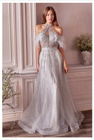 Andrea & Leo Couture A1023 Anastasia Feather Gown Swathed In Crystals And Silver Beads