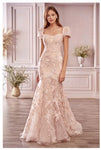 Andrea & Leo Couture A1025 Blume Floral Mermaid Gown In Soft Blushing Floral Embroidery Lace