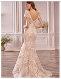 Andrea & Leo Couture A1025 Blume Floral Mermaid Gown In Soft Blushing Floral Embroidery Lace