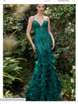 Andrea & Leo Couture A1171 Emerald Dust Feather Mermaid Gown