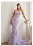 LA Divine BY Cinderella CB099 Strapless Butterfly Print Mermaid Gown