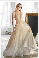 Cinderella Divine CD208 Glitter Finish Ombre Ball Gown With Lace And Beaded Bodice