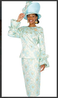 Champagne Italy 5807 2PC Long Sleeve Suit In Jaccard Fabric.