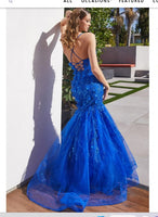 LA Divine BY Cinderella CM328 Floral Applique Mermaid Gown