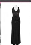 Cachet 56799  V-Neck Sleeveless Embellished String Back Zipper Back Jersey Dress