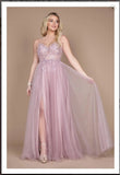 Dylan & David's DD1290 Long Jeweled Beaded Tulle Prom Dress