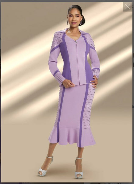 Donna Vinci KNITS Style 13362,ORCHID/LAVENDER, 2 Pc. Jacket & Skirt Set