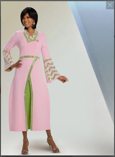 Donna Vinci KNITS Style 13372,PINK/LIME, 2 Pc. Jacket & Skirt Set