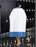 Donna Vinci KNITS Style 13375,WHITE/ROYAL, 1 Pc. Dress