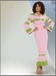 Donna Vinci KNITS Style 13376,PINK/LIME, 1 Pc. Dress