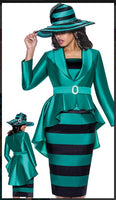 GMI 9312 3pc Silk Look Women Suit With Peplum