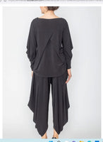 IC Collection 5563T Asymmetrical Draped Sleeve Top