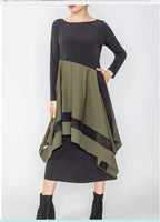 IC Collection 5610D !PC Long Sleeve Dress With Boat Neck Line