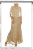 Ignite Evenings 3523 Champagne Chiffon Cape Over Sequined