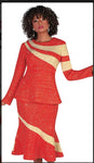 Liorah 7258 2pc Exclusive Knit Skirt Suit With Beautiful Rhinestone Wave Design