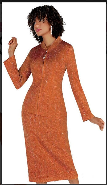 Liorah 7259 2pc Exclusive Knit Skirt Suit With Rhinestone Patterning