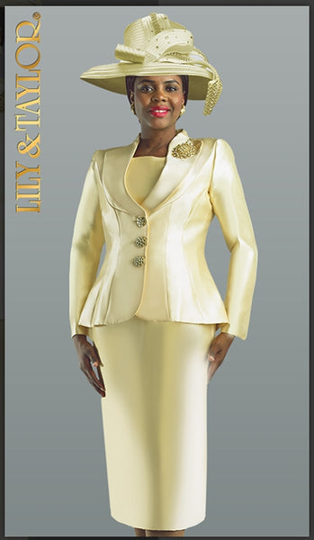 Lily And Taylor 4417 3pc Silk Ladies Suit With Jeweled Buttons