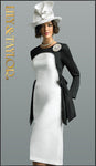 Lily & Taylor Style: 4555 1PC Ponte Knit Dress With Bow, Jeweled Brooch, And Rhinestones
