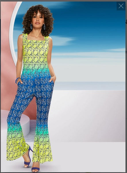 Love the Queen Style 17471,LIME/NAVY,1 Pc. Jumpsuit