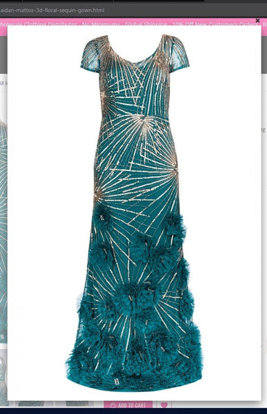 Aidan Mattox MD1E203127  3D Floral Sequin Gown
