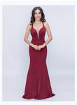 Nina Canacci 1417 Sleeveless Long Gown With Mesh Inset