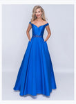 Nina Canacci 1418-1 Off The Shoulder Ballgown With Back Zipper In Mikado Fabric