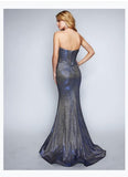 Nina Canacci 1453 Strapless Corset Metallic Mermaid Gown