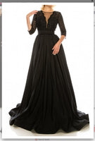 Ordella 1026 Black Embellished Mesh & Taffeta A-Line Evening Gown