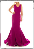 Odrella 4225 Fuchsia Trumpet Evening Gown with Open Back