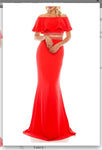 Odrella 4562 Orange Off-the-Shoulder Cape Trumpet Evening Gown