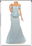 Odrella 4617 Blue Portrait Necklines Peplum Trumpet Evening Gown