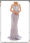 Odrella 4763 Lilac Sleeveless Surplice Sheath Evening Gown